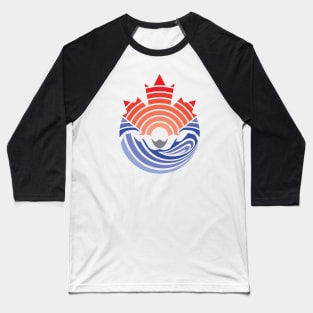 A swimmer performs a Water Butterfly Stroke with a red Canadian Maple Leaf over his head Baseball T-Shirt